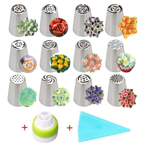 14pc Stainless Steel Tulip Icing Piping Nozzles